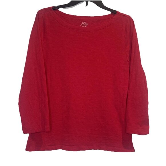 J. Crew Women’s Pink Slub Tee Scoop Neck Pullover 3/4 Sleeve Cotton Top Sz M - Picture 1 of 8